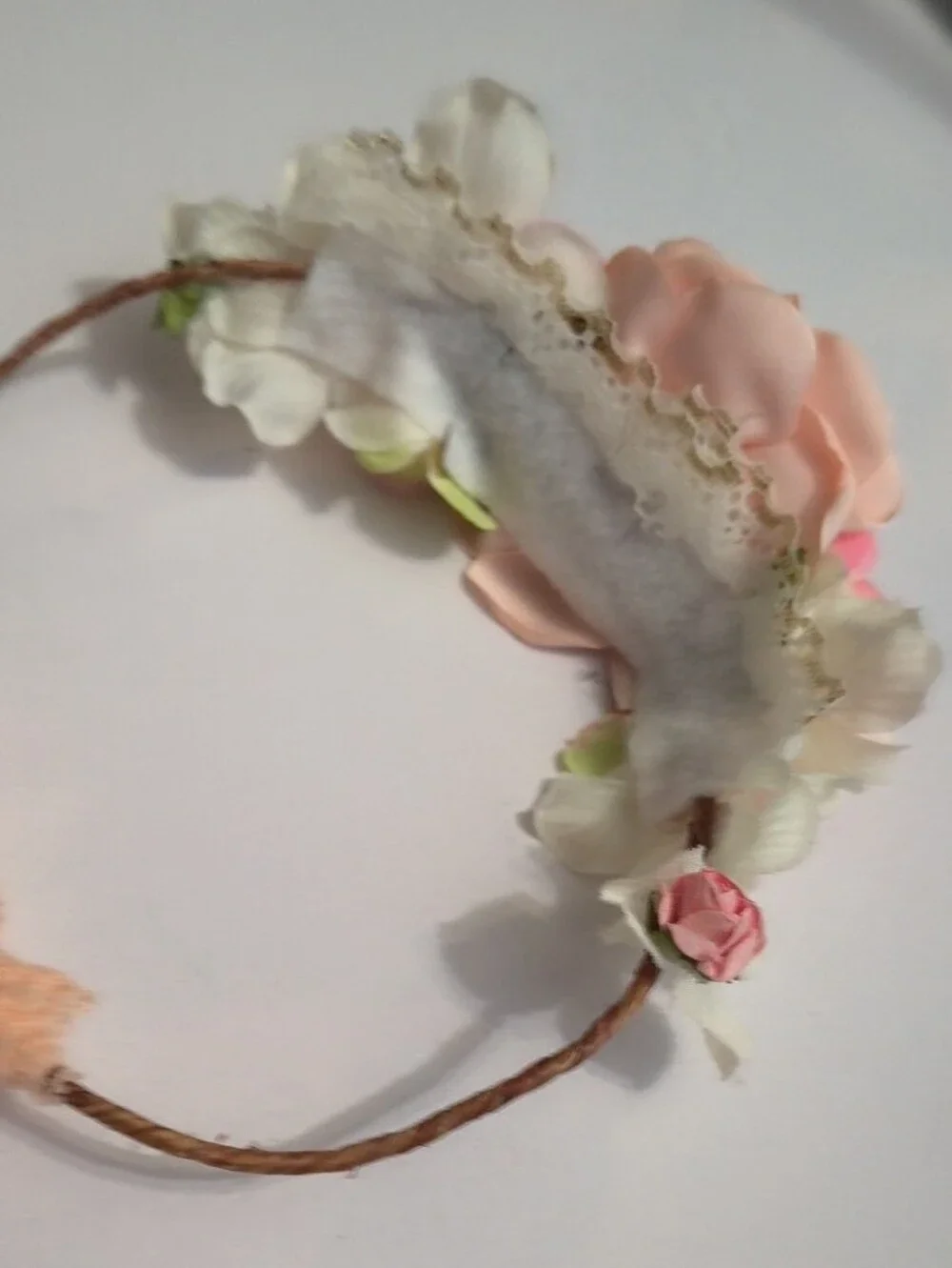 Kids Floral Headband in Peach and Pink - Flower Crown